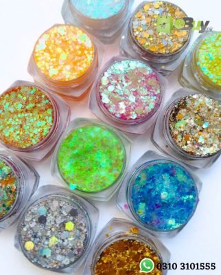 3D Chunky Glitter Sticky Eyeshadow Pressed Eye Makeup Nail Art Glitter - Pack of 12 Online At Best Price In Pakistan