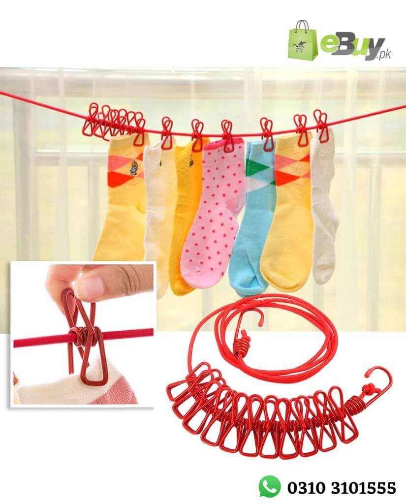 Clothesline Elastic Clothes Drying Rope With Clips Online At Best Price In Pakistan