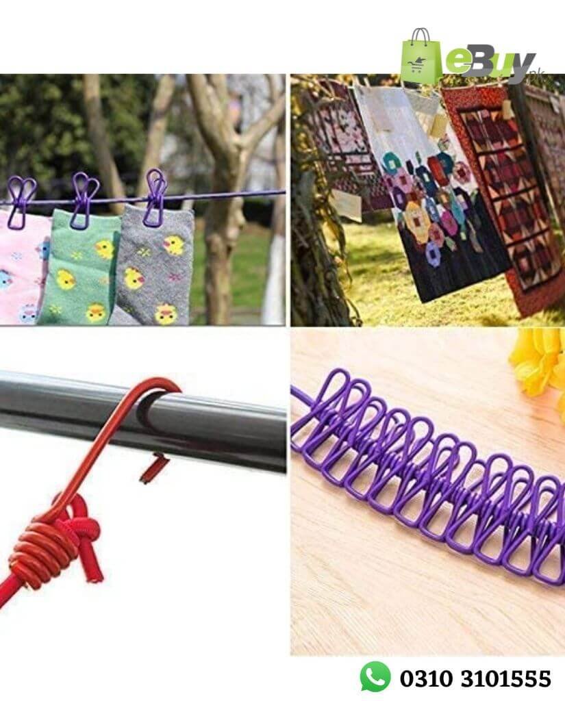 Clothesline Elastic Rope With Clips Price In Pakistan