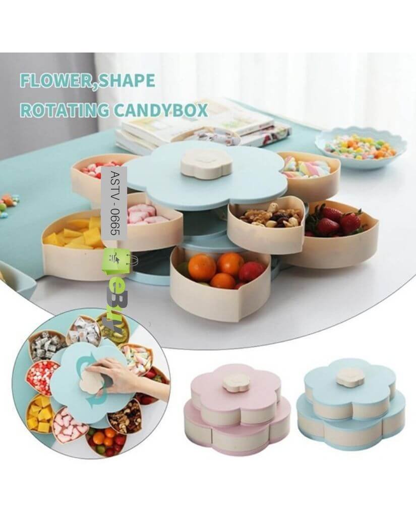 Flower Pattern Rotating Candy Box Dry Fruit Box 2 Layer At Best Price In Pakistan 2