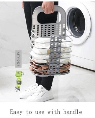 Folding Laundry Basket Wall Hanging Clothes Storage Bathroom Organizer Online In Pakistan