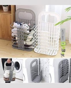Folding Laundry Basket Wall Hanging Clothes Storage Bathroom Organizer Online In Pakistan